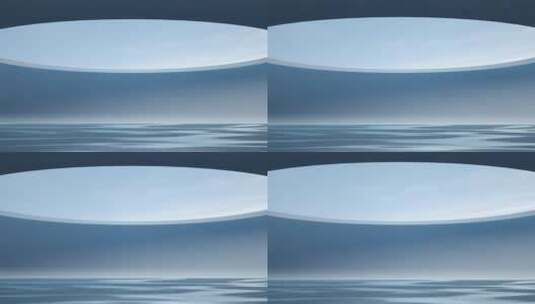 巨大圆形天窗下波浪汹涌的水面C4D动画高清在线视频素材下载