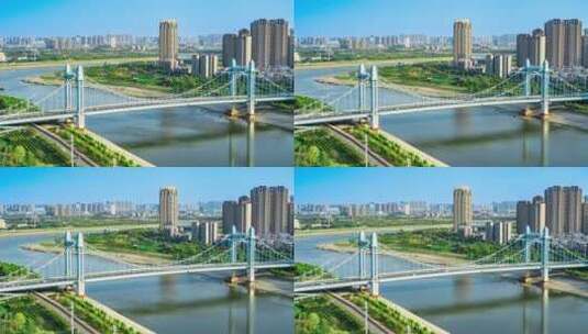 武汉城市建筑地标汉江湾古田桥梁延时高清在线视频素材下载