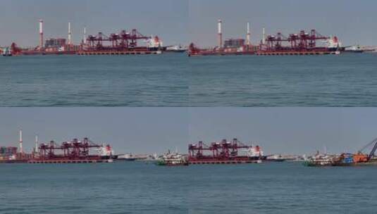 海岛港口码头机械塔吊特写高清在线视频素材下载