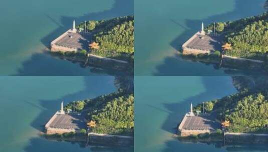 粤港澳大湾区珠海金台寺山水中航拍高清在线视频素材下载