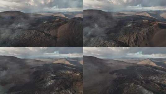 航拍活火山 岩浆喷发高清在线视频素材下载