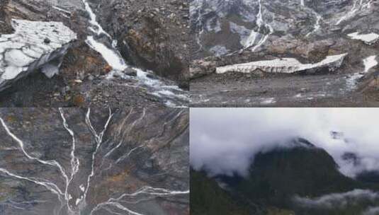 雨崩村冰湖航拍合集高清在线视频素材下载