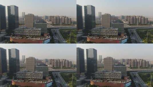 河南郑州东站商业圈高楼建筑航拍高清在线视频素材下载