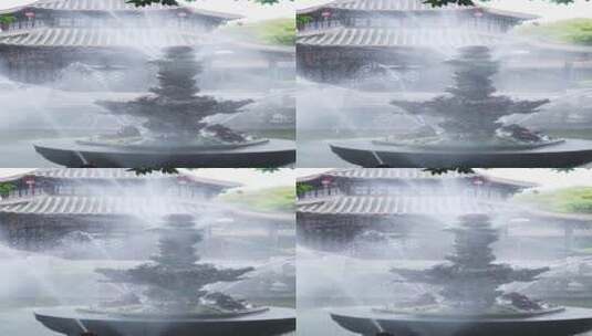 清晖园喷泉水法高清在线视频素材下载