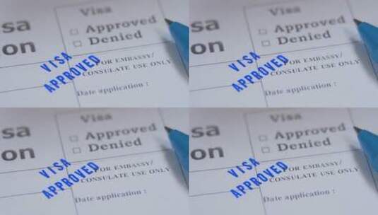 纸质签证批准印章特写高清在线视频素材下载