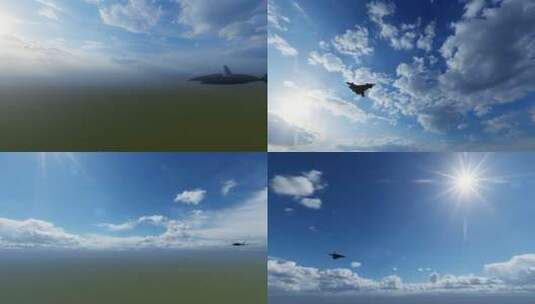 暗剑隐身攻击无人机飞行掠过天空高清在线视频素材下载