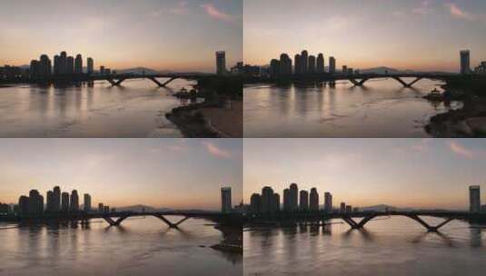 航拍福州闽江尤溪洲大桥道路江景高清在线视频素材下载