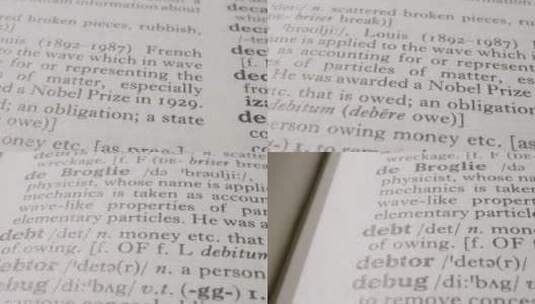 词典上关于债务的定义高清在线视频素材下载