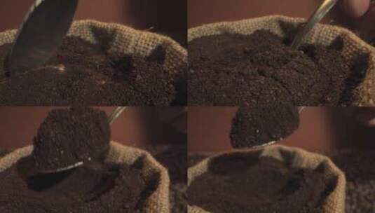 勺子舀咖啡粉高清在线视频素材下载