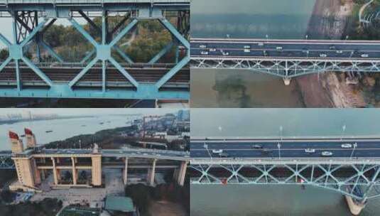 南京长江大桥航拍合集高清在线视频素材下载