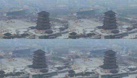 航拍陕西汉中天汉文化广场天汉楼风光高清在线视频素材下载