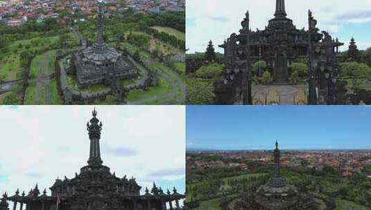 巴厘岛知名建筑博物馆航拍合集高清在线视频素材下载