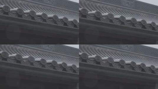 灵隐寺下雨的屋檐 log高清在线视频素材下载