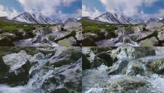 高山雪融化成清澈的溪流高清在线视频素材下载