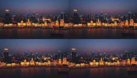 4K上海航拍外滩万国建筑夜景高清在线视频素材下载