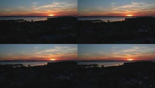 海滨小镇的傍晚风景高清在线视频素材下载
