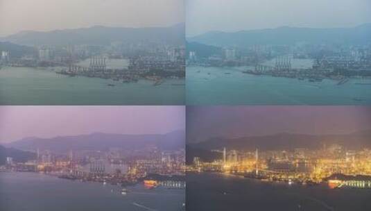 昂船洲大桥 香港港口夜景延时高清在线视频素材下载