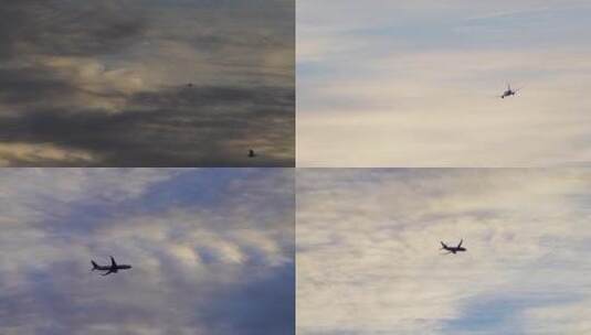 飞机飞过天空云层高清在线视频素材下载