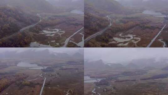 湖北神农架大九湖景区的阴雨秋天高清在线视频素材下载