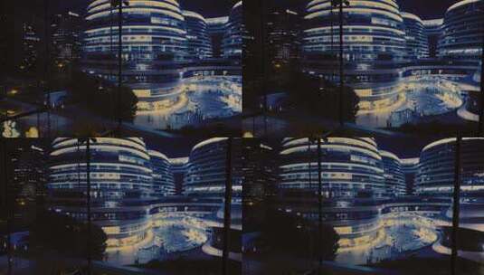 北京朝阳银河SOHO现代城夜景延时拍摄高清在线视频素材下载