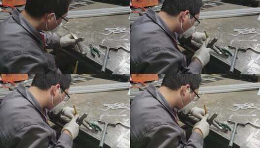 实拍车间工人焊接点焊氩弧焊高清在线视频素材下载