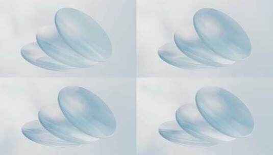 抽象圆形玻璃片3D渲染高清在线视频素材下载