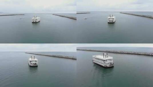 新港湾的河船高清在线视频素材下载