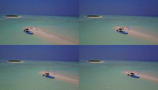 白沙天堂海滩和绿松石海背景的日间岛屿景观高清在线视频素材下载
