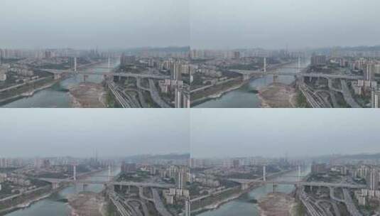 重庆嘉陵江航拍高家花园复线桥重庆市沙坪坝高清在线视频素材下载