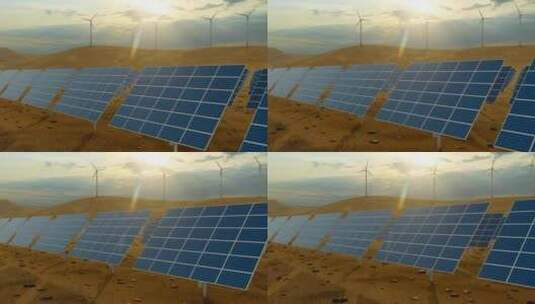沙漠光伏太阳能高清在线视频素材下载