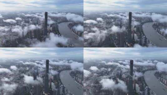 上海 陆家嘴 上海中心高空俯瞰 上海航拍高清在线视频素材下载