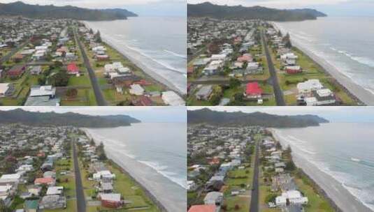 新西兰北岛怀希海滩的夏日海滨小镇高清在线视频素材下载