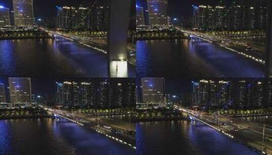 广州猎德大桥夜景车流高清在线视频素材下载