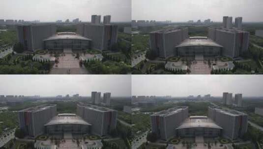 河北沧州市民中心航拍高清在线视频素材下载