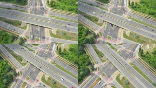 高速公路十字路口的鸟瞰图高清在线视频素材下载