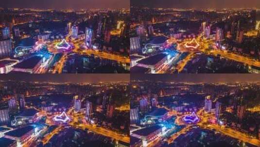 湖北武汉光谷国际广场航拍风光高清在线视频素材下载