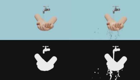 水龙头和清洗双手的动画高清在线视频素材下载