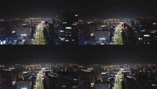 江苏宿迁城市夜景灯光交通车辆行驶航拍高清在线视频素材下载