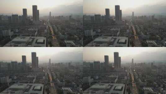 云南昆明城市高楼建筑航拍高清在线视频素材下载