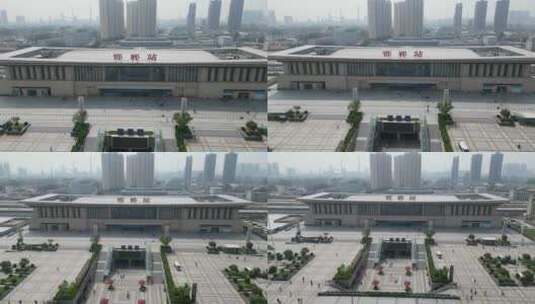 河北邯郸火车站建筑交通航拍高清在线视频素材下载