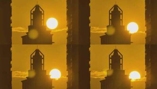 广西柳州高楼建筑前景日落延时摄影高清在线视频素材下载