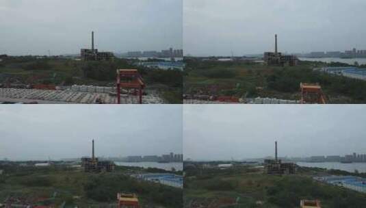 航拍荒土废墟工厂遗址高清在线视频素材下载
