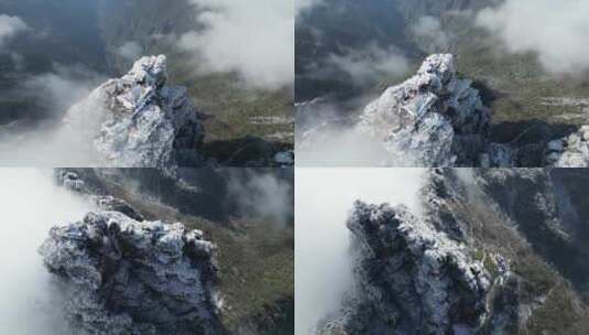 梵净山贵州 冬天 雪 建筑 山顶 高清在线视频素材下载