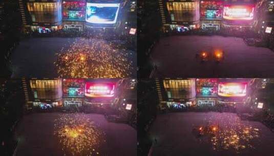 传统非遗打铁花表演跨年夜春节徐州弘阳广场高清在线视频素材下载