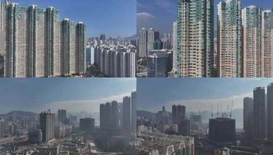 香港油尖旺区高楼大厦航拍高清在线视频素材下载