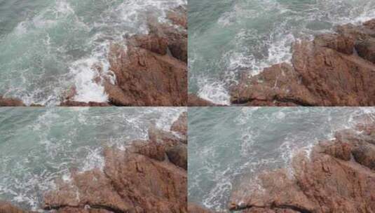 深圳海岸线-大梅沙礁石风起浪涌高清在线视频素材下载