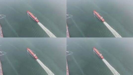 航拍港口远洋货轮集装箱货轮远航高清在线视频素材下载