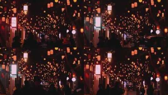 北京模式口大街悬挂的红灯笼高清在线视频素材下载
