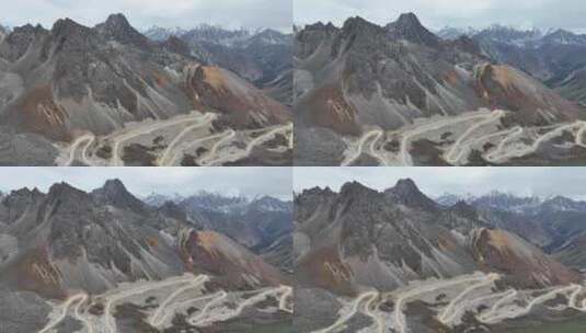 航拍西藏G219雄珠拉垭口梅里雪山高清在线视频素材下载