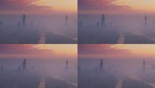 广州日出光芒平流雾云海高清在线视频素材下载